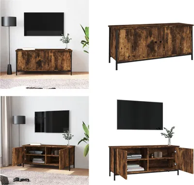 Produktbild von vidaXL TV Schrank mit Türen Räuchereiche 102x35x45 cm Holzwerkstoff - TV-Schrank - TV-Schränke - TV-Möbel - TV-Ständer