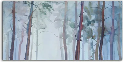 Produktbild von Coloray Canvas 140x70  Wandbild Leinwand Bilder Landschafts Wald Neblige Aquarell