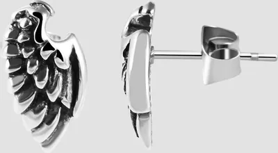 Produktbild von Akzent Edelstahl Ohrstecker mit Flügel, IP Black, silberfarbig