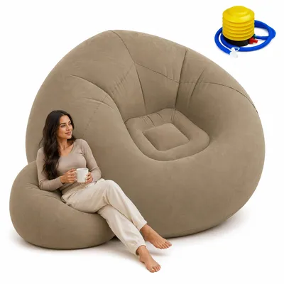 Produktbild von Aufblasbarer Gartenstuhl Luftsessel Relaxsessel Strandstuhl Braun mit Pumpe 100 x 100 x 65 cm