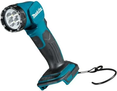 A cordless LED work light with a teal and black body, shown against a white background.