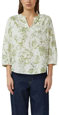 Produktbild von s.Oliver Damen Bluse – Relaxed Fit, Raffung, 3/4-Ärmel