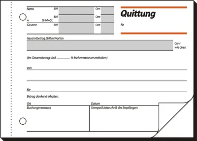Produktbild von Formularbuch Quittung A6 VE=10x2x50 Blatt