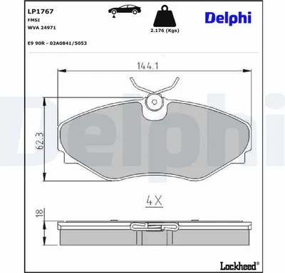 Produktbild von DELPHI Bremsbeläge Satz Vorne Bremsklötze für RENAULT ESPACE III (JE0) LP1767