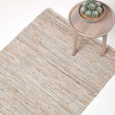 Produktbild von HOMESCAPES Teppich Madras natur – Handgewebter Teppich aus Hanf und , 120x180 cm