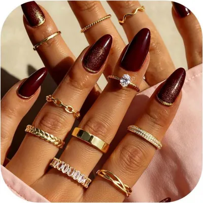 Produktbild von Adramata 10er Set Verstellbare Ringe Frauen Gold 14 Karat Vergoldet Einfacher Bandring Stapelbare Offene Ringe Gold Silber Ring