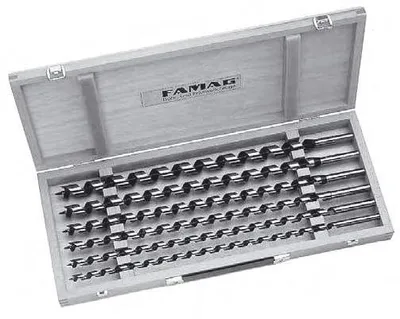 Produktbild von Famag Schlangenbohrer-Satz, 460 mm im Holzkasten 8-teilig: 10, 12, 14, 16, 18, 20, 22, 24 mm