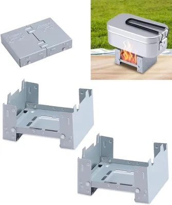 Produktbild von Tragbarer Festbrennstoffofen, 2 Stück, Klappbare Alkoholbrenner, 98 x 75 x 20 mm, für Camping