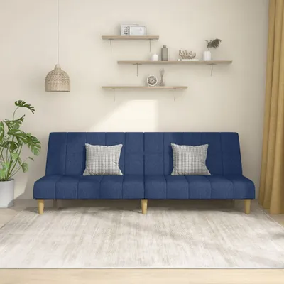 Produktbild von Design Schlafsofa 2-Sitzer Blau Stoff, Schlafsofas 2024 Neu