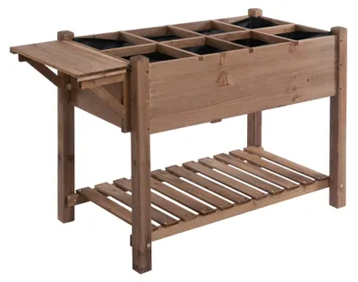 Image de Jardinier surélevé - Jardinière - Potager - Bac de jardin - Plate-bande - Bois massif - 8 compartiments