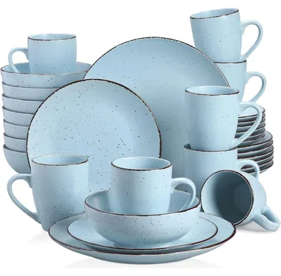 Productafbeelding van Serviesgoed van steengoed, 32-delig, vintage blauw: 8 dinerborden, 8 dessertborden, 8 kommen, 8 kopjes
