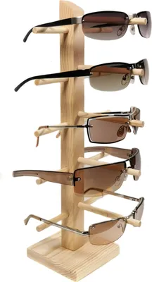 Produktbild von Brillenständer Brillenpräsenter Brillendisplay für 5 Brillen Holz-Ständer