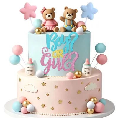 Immagine prodotto di Decorazioni per torte per rivelazione del sesso, con orsetti di peluche
