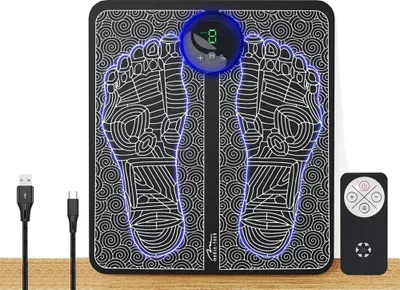 Produktbild von EMS FOOT MASSAGER - Masážna podložka na nohy. EMS elektrostimulácia, 8 masážnych režimov, 19 úrovní intenzity, LED displej, diaľkové ovládanie
