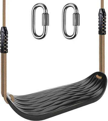 Obrázok produktu pre Detská houpačka 45 x 15 cm, pre vonkajšie použitie, nastaviteľné lano 130-200 cm, do 113 kg, čierny plast