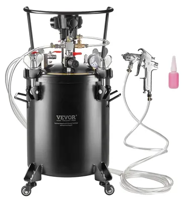 Immagine prodotto di Serbatoio a pressione per verniciatura a spruzzo VEVOR, serbatoio a pressione completamente automatico da 30 L con funzione di agitazione, pressione regolabile di 70 psi, contenitore per verniciatura a pressione con pistola a spruzzo e tubi flessibili, per verniciatura