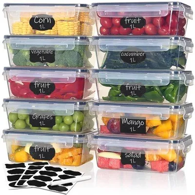 Productafbeelding van 10 vershouddozen met deksel, vriesdozen, 10 x 1 l, BPA-vrij en 100% luchtdicht