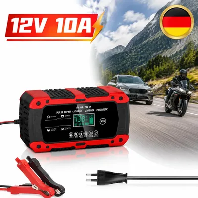 Produktbild von 12V Vollautomatisches 10A Autobatterie Ladegerät Intelligentes KFZ Touchscreen