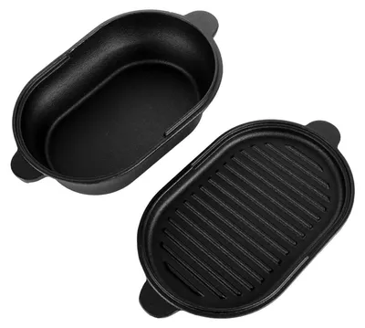 Image de Casserole ovale en fonte émaillée Gusseisen, 2 litres, avec couvercle grill et compatible induction et four, 28 cm