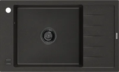 Produktbild von Mexen Elias Granitspüle mit einem Becken und einer Abtropffläche 795 x 480 mm, Schwarz/Gold metallisch, Siphon Schwarz - 6511791