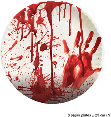 Produktbild von Pappteller "Halloween Blutig" | Ø22,8cm/8Stk.