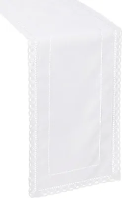 Immagine prodotto di Runner da tavola bianco con orlo a giorno e  85x85 Elegante come il lino
