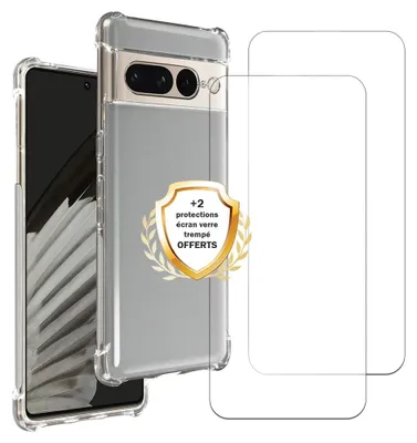 Produktbild von Sturzsichere Hülle, kompatibel mit Pixel 7, transparent + 2 Displayschutzfolien - EVETANE