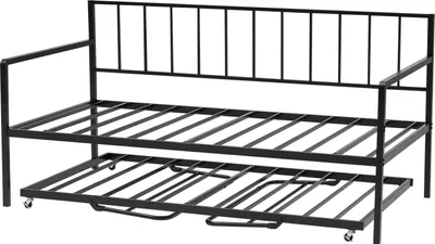 Image de SucceBuy Lit de jour réglable en hauteur, taille Twin, avec fonction d'extension, cadre plateforme avec éclairage LED et station de chargement, lit canapé avec lattes métalliques pour le salon et la chambre à coucher