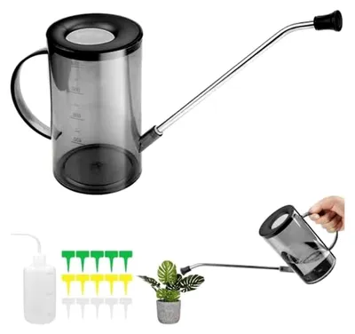Produktbild von Gießkanne für Zimmerpflanzen 1L mit langem Hals und Brause (Grau)