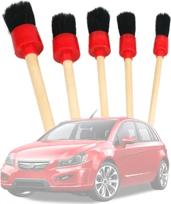 Produktbild von 5 in 1 Auto Detailing Brush Reinigung natürliche Boar Haarbürsten Auto Detail Werkzeuge Produkte Räder Armaturenbrett (Schwarz)