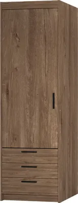A single-door wardrobe with three drawers at the bottom, shown from the front.