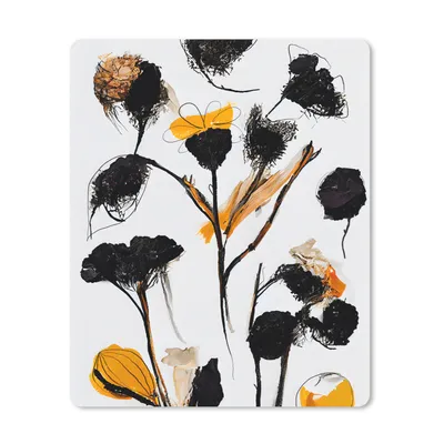 Produktbild von MuchoWow® Mauspad Mousepad Blumen - Schwarz - Pflanzen - Pastell - Gelb 19x23 cm - Mousepads - Maus Mat - Pad - Mausunterlage - Mauspads - Spielen