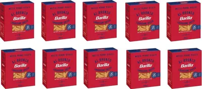 Produktbild von 10x Barilla Mezze Penne Rigate al Bronzo Bronze Gezogene Pasta 400g Rohe Verarbeitungsmethode