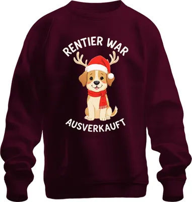 Produktbild von Rentier war t Hundewelpe Weihnachtsgeschenk lustig Uni Sweatshirt Pullover, Burgundy, 3XL