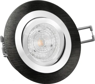 Produktbild von SSC-LUXon LED Einbau Strahler RF-2 schwenkbar, Einbauleuchte rund schwarz mit 4,9W GU10 LED neutralweiß DIMMBAR