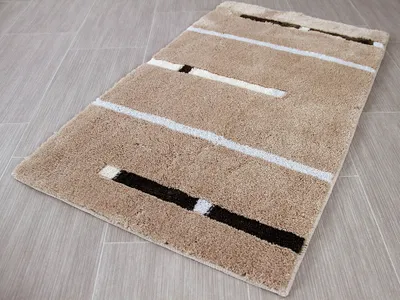 Produktbild von Pacific Badteppich Kabara Caramel Streifen in 5 Größen, Größe:55x55 cm WC-Vorleger mit Ausschnitt