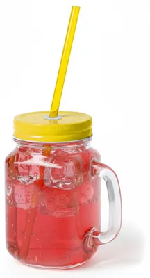 Produktbild von Mason Jar Trinkbecher - Glas - Deckel gelb/Strohhalm - 500 ml