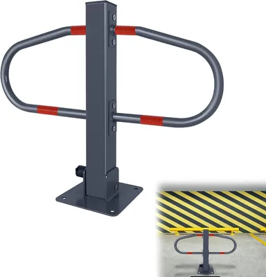 Productafbeelding van Inklapbare parkeerbeugel - Parkeerblokkering afsluitbaar - Parkeerplaats beveiligen - Verzinkt staal - 51 x 73 x 18 cm - Zilver