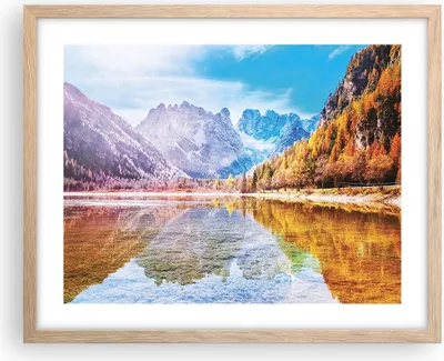 Produktbild von Gerahmtes Poster - Rahmen in heller Eiche - Herbst Landschaft Berge - 50x40 cm - Wand Bild - Wanddeko - Wandbilder - Kunstposter - Wandposter - Bilderrahmen - Bilder - Kunstdruck - P2NAA50x40-4624