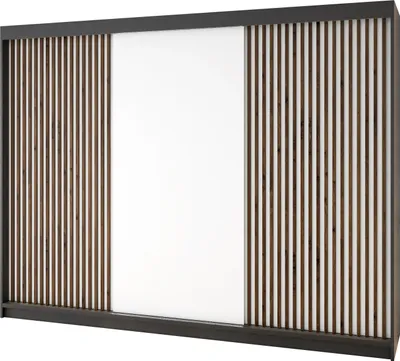 Produktbild von Schwebetürenschrank IOSA 200 cm, Kleiderschrank mit 3D-Lamellen – Premium mit 4 Schubladen