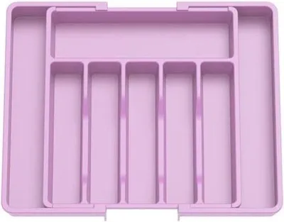 Immagine prodotto di Cassetto portaposate espandibile, regolabile, compatto, in plastica, viola, grande