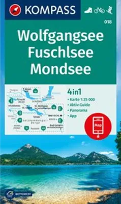 Obrázok produktu pre KOMPASS Turistická mapa 018 Wolfgangsee, Fuschlsee, Mondsee 1:25 000