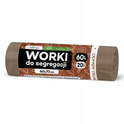 Obrázek produktu pro Biologicky rozložitelné pytle na odpad 60 l, 20 ks, hnědé, Allbag – odolné pytle na biologický odpad, kompost a třídění odpadu
