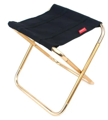Produktbild von INF Tragbarer Klapphocker 7075 Aluminiumlegierung mit Polyester-Sitz, kompakt für Camping, Angeln und BBQ, Schwarz