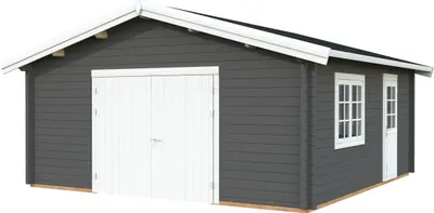 Produktbild von Einzelgarage Palmako Roger 27,7 m² mit Holztor 622 x 596 cm dunkelgrau-weiß