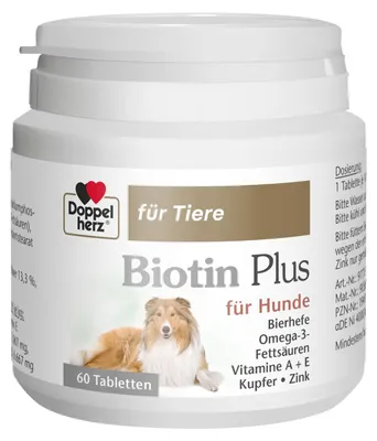 Produktbild von Doppelherz für Tiere Biotin Plus für Hunde - Für Hunde, die Sich in ihrer Haut wohlfühlen - Spurenelemente und Vitamine - 60 Tabletten