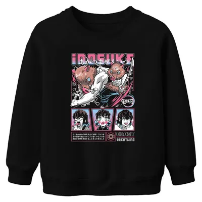 Productafbeelding van Inosuke Kimetsu no Yaiba, varkensmasker, anime, cadeau, uni, kinder sweatshirt, zwart, maat 128