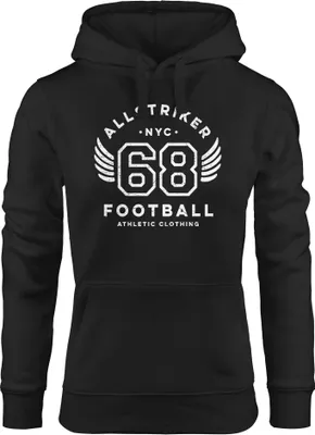 Produktbild von Hoodie Damen College Design Schriftzug NYC 68 Football Athletic Clothing Vintage Kapuzen-Pullover Neverless® schwarz L