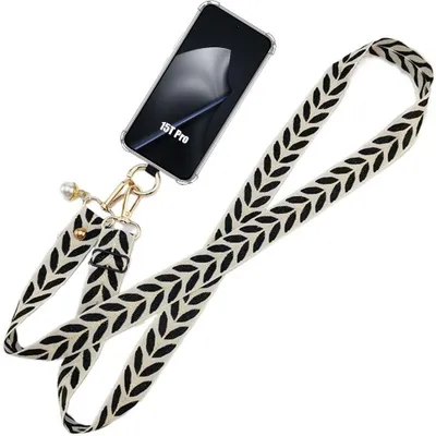 Image de Coque pour Xiaomi 15T Pro, Silicone Antichoc Transparente avec Bandoulière Noire Amovible