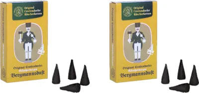 Produktbild von Crottendorfer Räucherkerzen 2er Set - Bergmannsduft - je 24 Stück der Größe M - Nostalgie Edition - Tradition